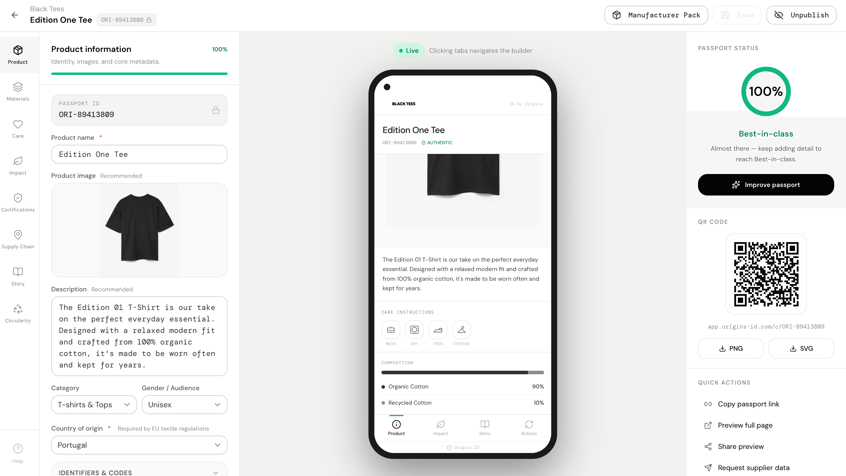 Product information builder